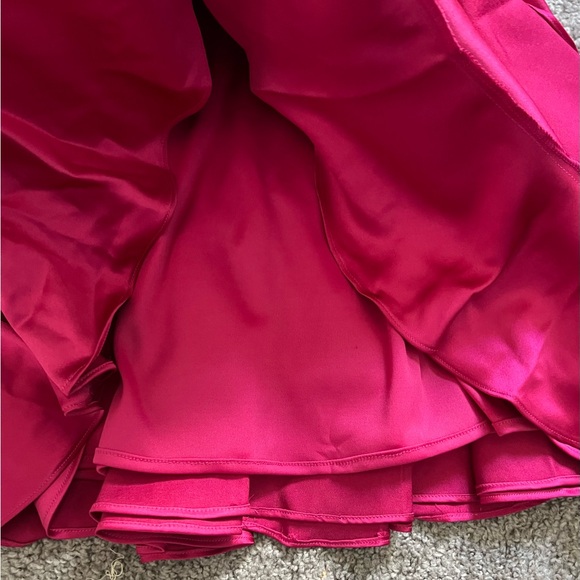 Mac Duggal Cap Sleeve Tiered Satin Cocktail Mini Dress Hot Pink Size 6 Formal - Picture 9 of 16